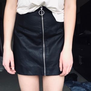 Black faux leather skirt